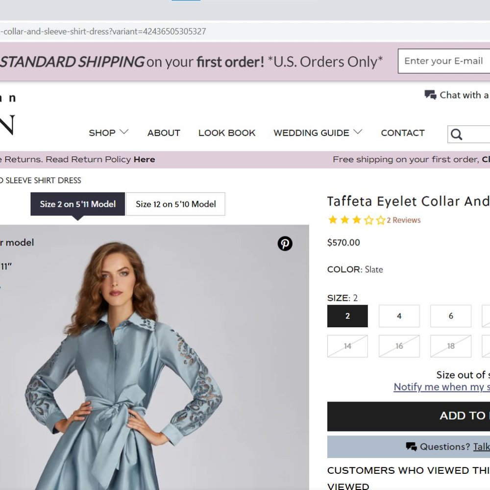 Rickie Freeman For Teri Jon Eyelet Collar & Sleeve Taffeta Shirtdress